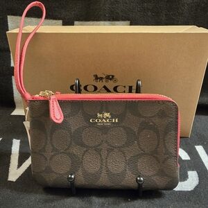 Coach Brown and Pink Wristlet